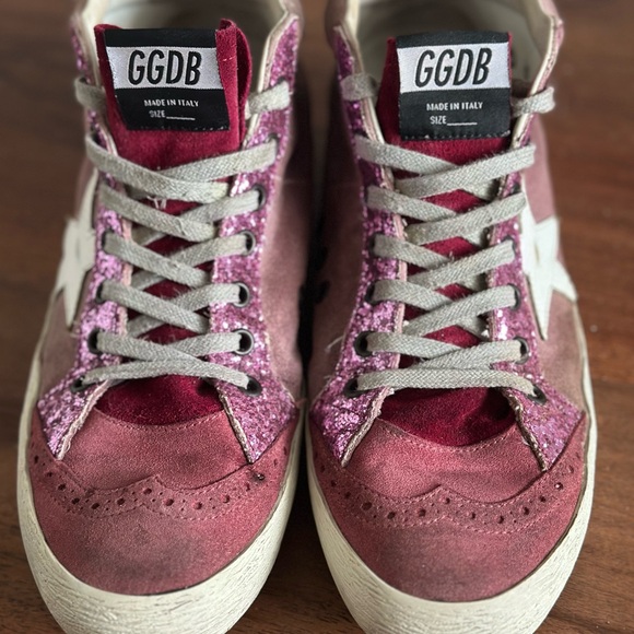 Golden Goose Shoes - Golden Goose Pink High-Top Sneakers with Suede Finish